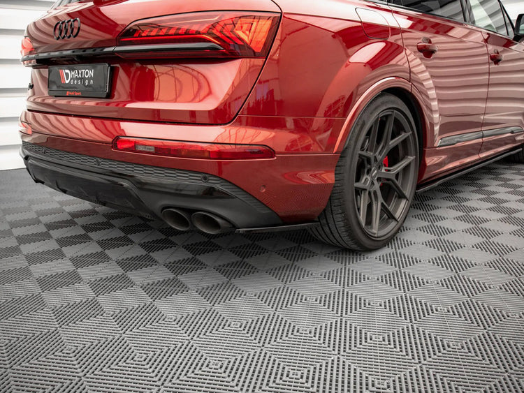 Rear side splitters for Audi SQ7 Mk2 Facelift by MAXTON® DESIGN, showing the sleek aerodynamic design on a silver vehicle.