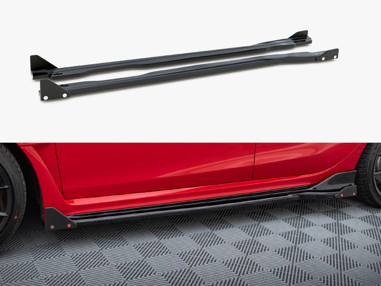 Maxton Design Side Skirts Diffusers V.1 + Flaps Honda Civic Type-R Mk 11 - Wayside Performance 