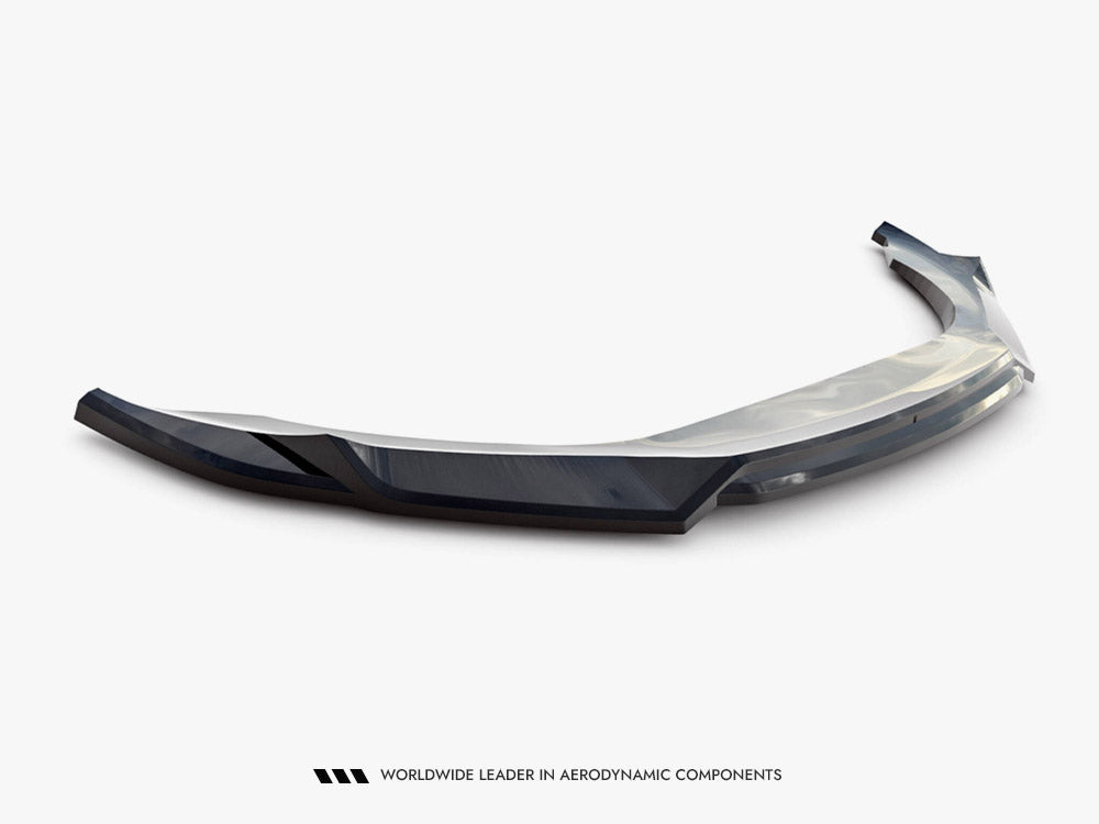 Maxton Design Front Splitter V.2 for Maserati Ghibli Mk3 Facelift, black body styling accessory, shown installed on vehicle.
