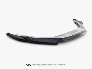 Maxton Design Front Splitter V.2 for Maserati Ghibli Mk3 Facelift, black body styling accessory, shown installed on vehicle.