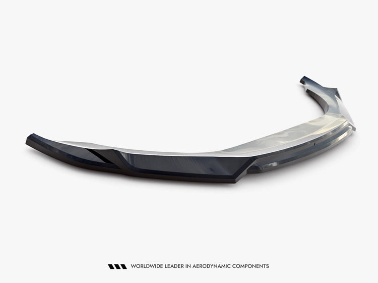 Maxton Design Front Splitter V.2 for Maserati Ghibli Mk3 Facelift, black body styling accessory, shown installed on vehicle.