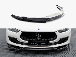 Maxton Design Front Splitter V.2 for Maserati Ghibli Mk3 Facelift, body styling accessory, in black with aerodynamic design.