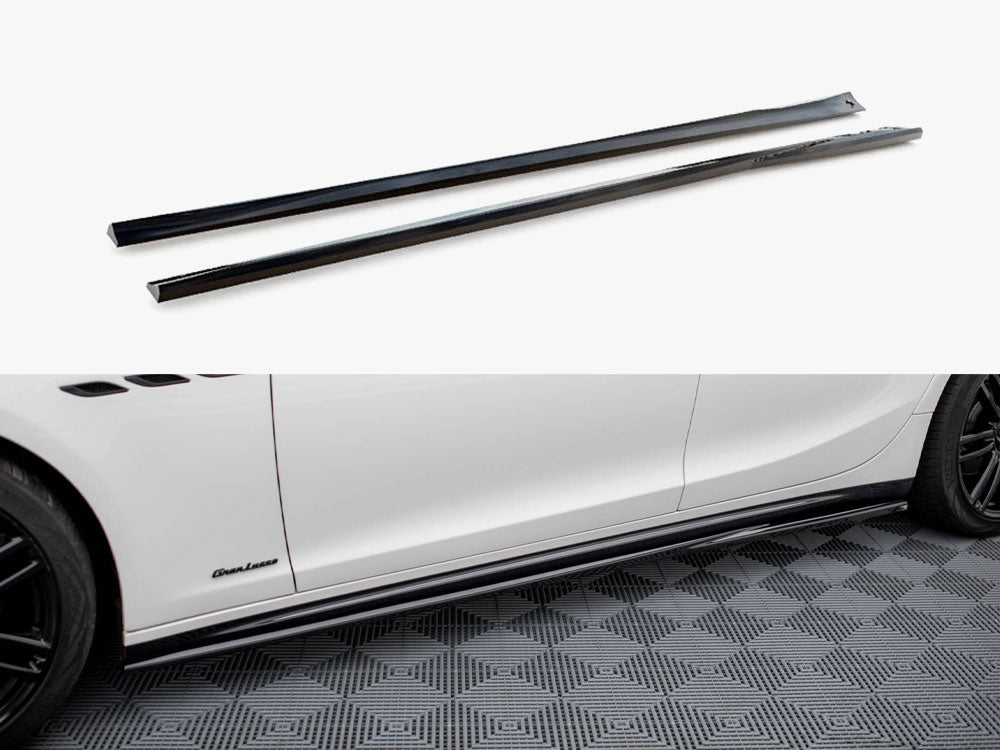 Maxton Design Maserati Ghibli Mk3 Facelift side skirts and diffusers for body styling, featuring sleek aerodynamic design.
