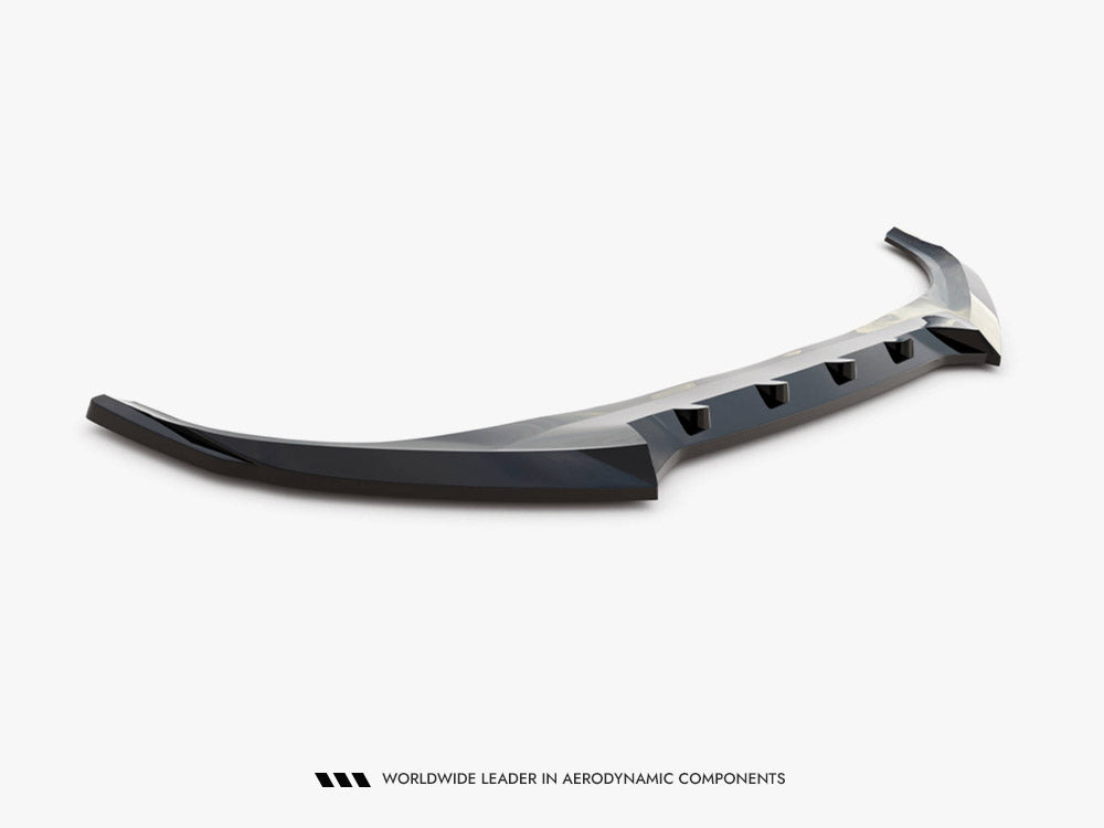 Maxton Design front splitter V.2 for Kia EV6 GT-Line Mk1, black aerodynamic body styling part.