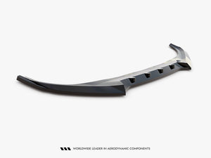 Maxton Design front splitter V.2 for Kia EV6 GT-Line Mk1, black aerodynamic body styling part.