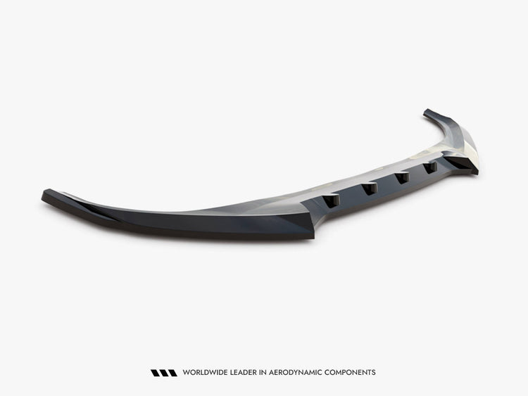 Maxton Design front splitter V.2 for Kia EV6 GT-Line Mk1, black aerodynamic body styling part.