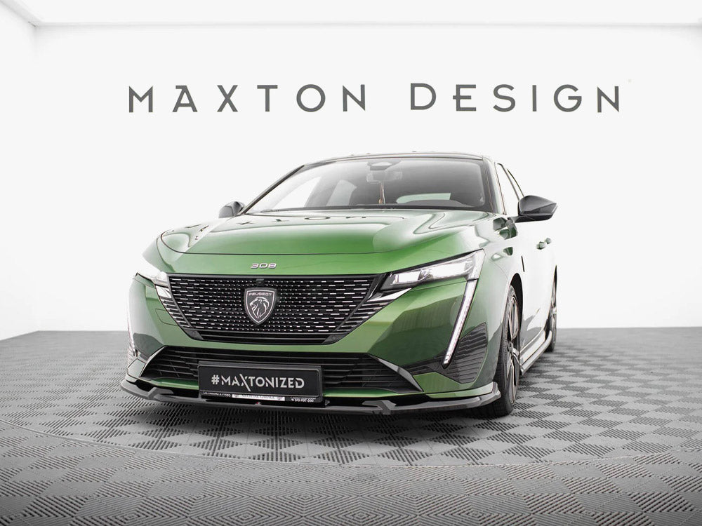 Maxton Design front splitter for Peugeot 308 GT Mk3, made of durable body and styling material, enhancing vehicle aerodynamics.