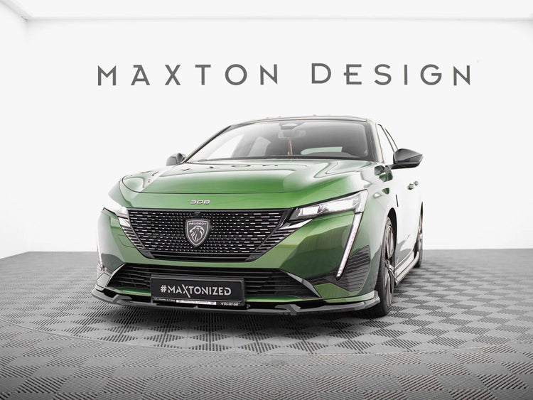 Maxton Design front splitter for Peugeot 308 GT Mk3, made of durable body and styling material, enhancing vehicle aerodynamics.