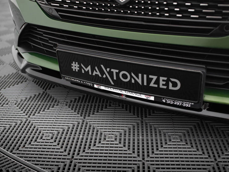 Maxton Design Peugeot 308 GT Mk3 front splitter for body and styling enhancement, featuring aerodynamic design in black finish.