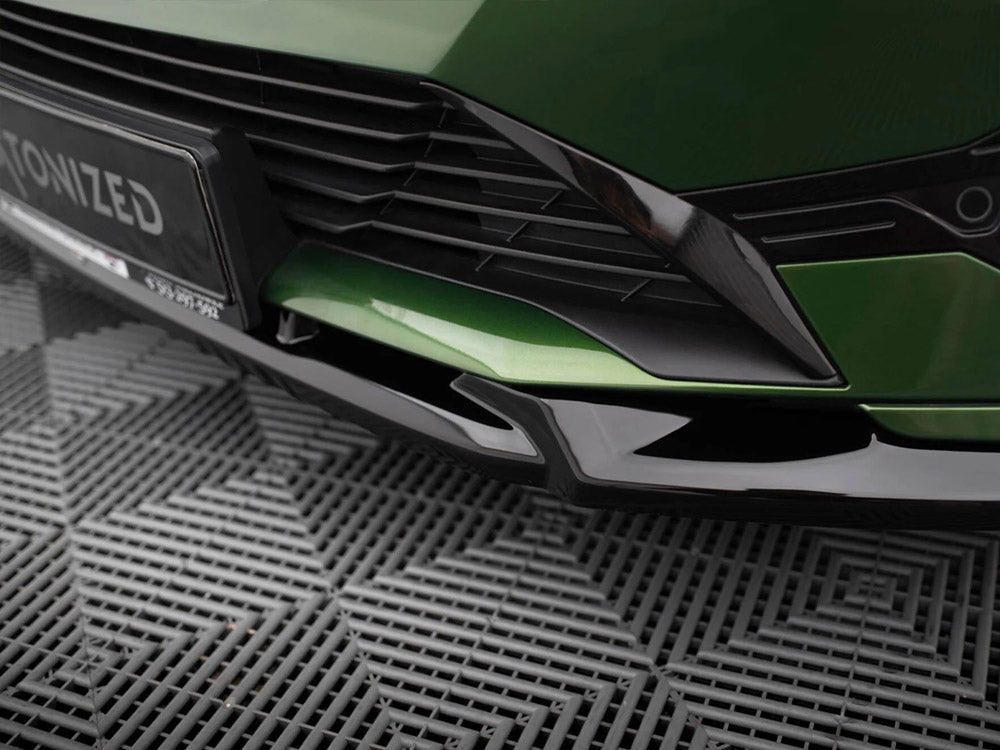 Maxton Design Peugeot 308 GT Mk3 front splitter for body and styling enhancement, featuring aerodynamic design and durable material.