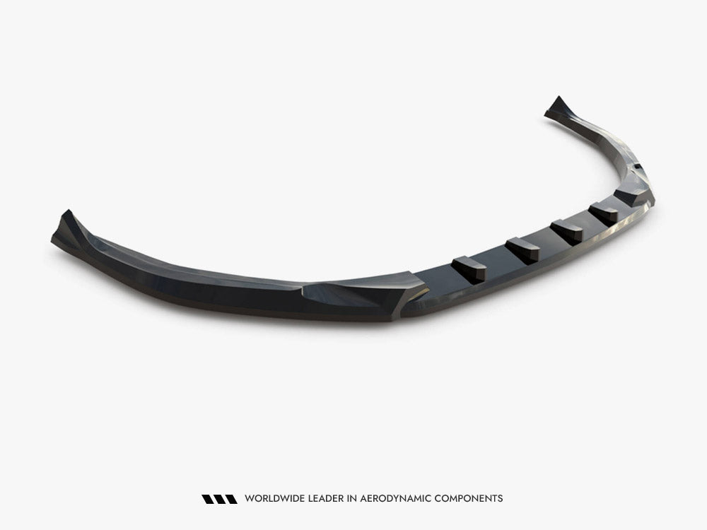 Maxton Design front splitter for Peugeot 308 GT Mk3, body and styling accessory, black aerodynamic front splitter on vehicle.