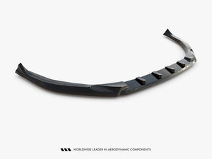 Maxton Design front splitter for Peugeot 308 GT Mk3, body and styling accessory, black aerodynamic front splitter on vehicle.