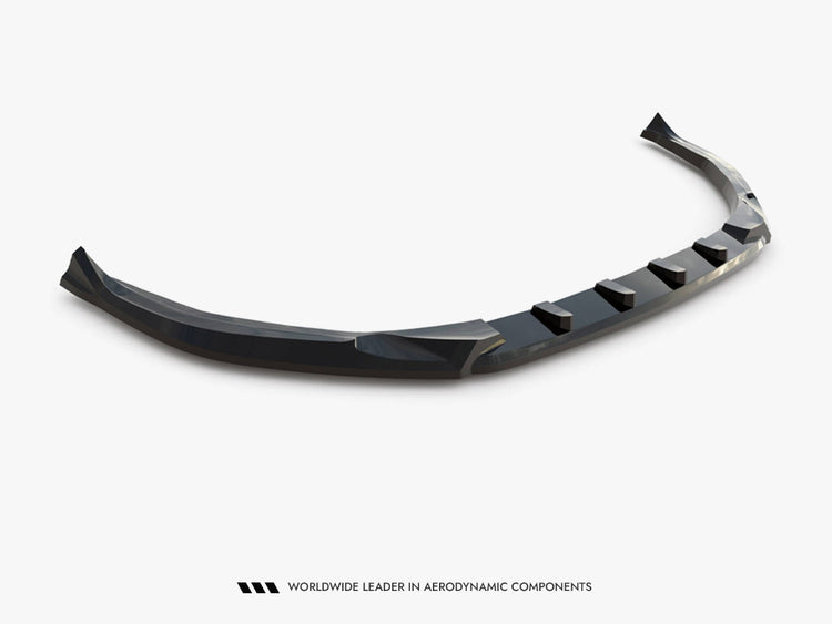 Maxton Design front splitter for Peugeot 308 GT Mk3, body and styling accessory, black aerodynamic front splitter on vehicle.