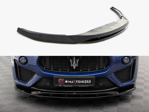 Maxton Design front splitter for Maserati Levante GTS Trofeo Mk1, body and styling accessory, black aerodynamic car part.