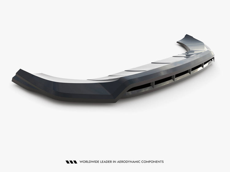 Maxton Design Porsche Cayenne Sport Design Mk3 front splitter for body and styling enhancement, black aerodynamic car accessory.