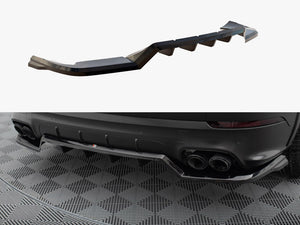 Maxton Design Porsche Cayenne Sport Mk3 rear splitter with vertical bars, body styling accessory in black for enhanced aerodynamics.