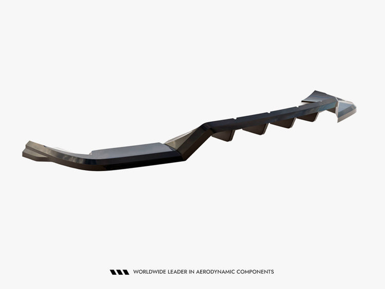 Maxton Design Porsche Cayenne Sport Design Mk3 rear central splitter with vertical bars, body and styling accessory for enhanced aerodynamics.