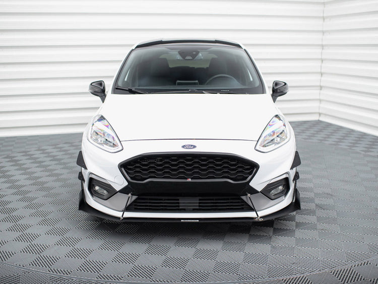 Maxton Design Front Racing Splitter V.1 for Fiesta Mk8 ST and ST-line, body and styling accessory, black aerodynamic front splitter