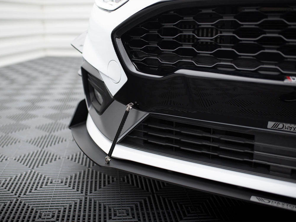 Maxton Design Front Racing Splitter V.1 for Fiesta Mk8 ST and ST-line, body and styling accessory in black with aerodynamic design