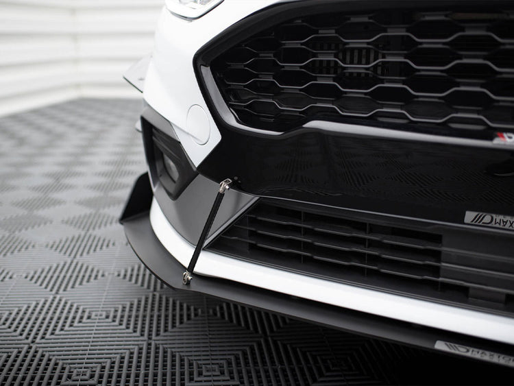Maxton Design Front Racing Splitter V.1 for Fiesta Mk8 ST and ST-line, body and styling accessory in black with aerodynamic design