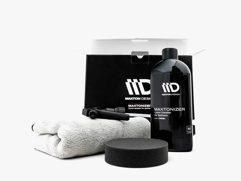 Maxtonizer Detailer for Splitters by MAXTON® DESIGN shown on a car splitter, highlighting its precision and sleek design.
