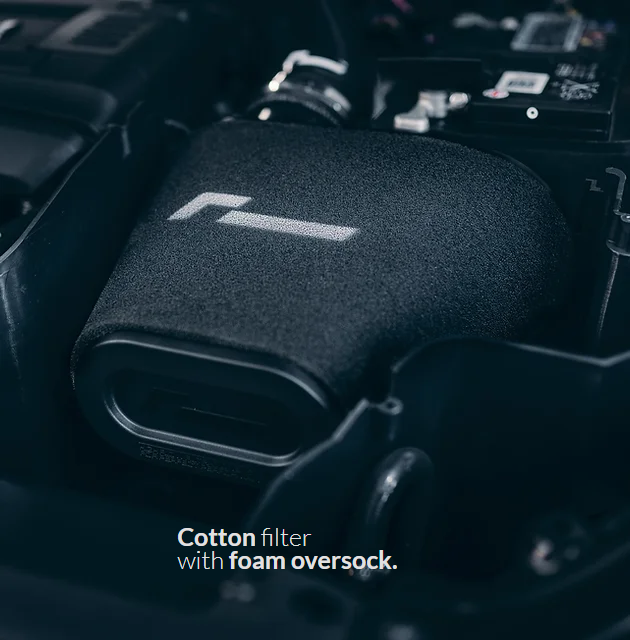 Racingline Performance R600 replacement air filter showing a high-flow filter with branded rubber frame for automotive upgrades.