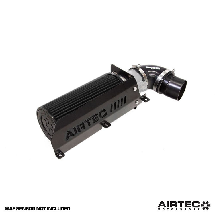 Black AIRTEC Motorsport induction kit installed in a Peugeot 208 GTI THP200, showcasing the high-performance intake system for enhanced airflow.
