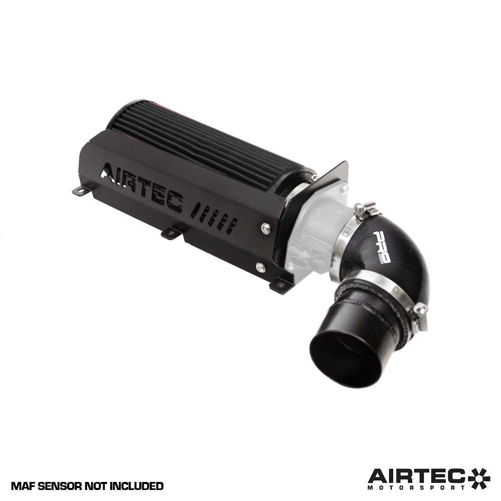 Black AIRTEC Motorsport induction kit installed in a Peugeot 208 GTI THP200, showcasing the high-performance air intake system.