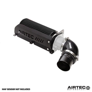 Black AIRTEC Motorsport induction kit installed in a Peugeot 208 GTI THP200, showcasing the high-performance air intake system.