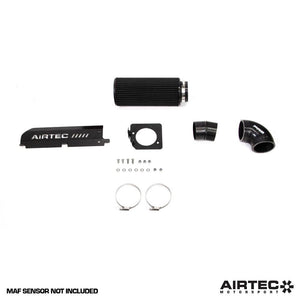 Black AIRTEC Motorsport induction kit installed in a Peugeot 208 GTI THP200, showcasing the intake system and air filters.