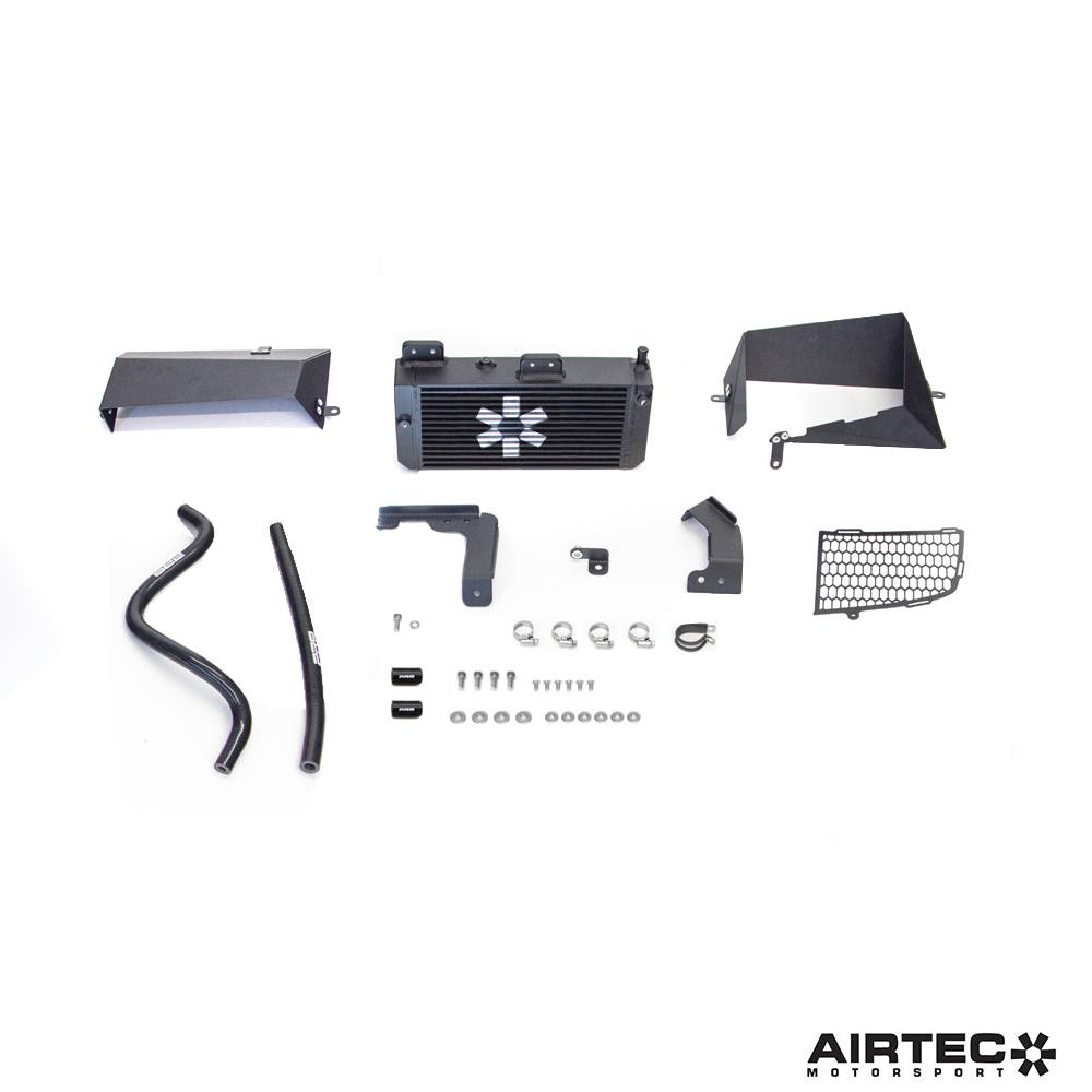 AIRTEC Motorsport gearbox oil cooler for Toyota Yaris GR Gen 2 automatic, compact cooling unit with fittings and hoses.