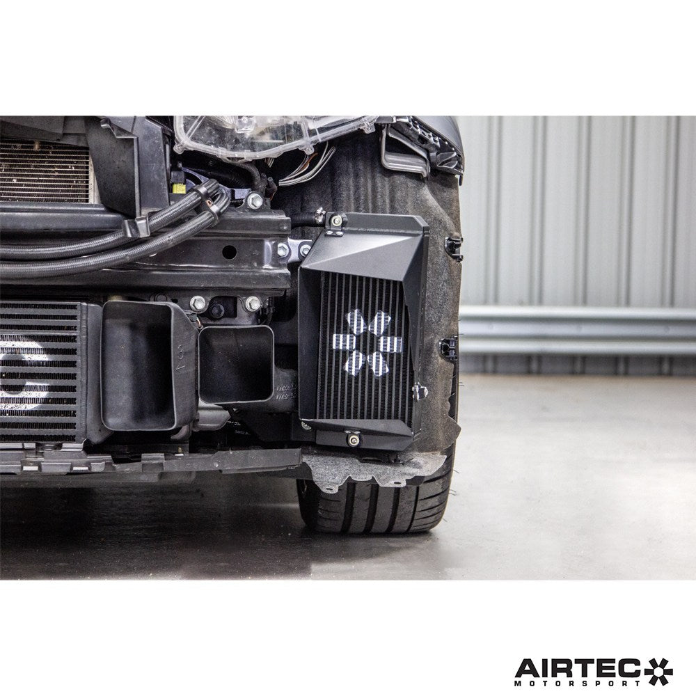 AIRTEC Motorsport Gearbox Oil Cooler for Toyota Yaris GR Gen 2 automatic transmission, showing the compact cooling unit and fittings.