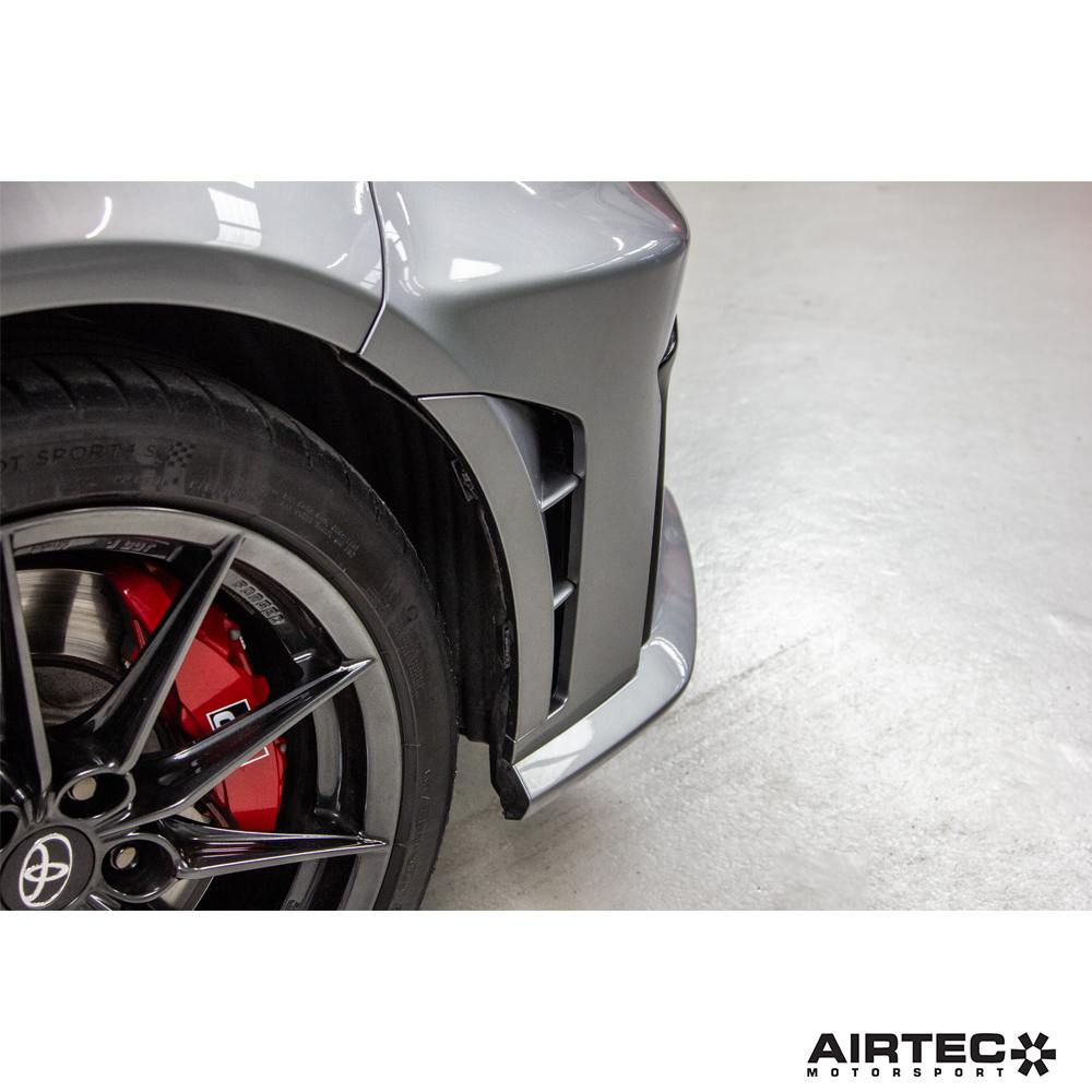 AIRTEC Motorsport auxiliary radiator for Toyota Yaris GR Gen2, showing the fitted lightweight cooling component.