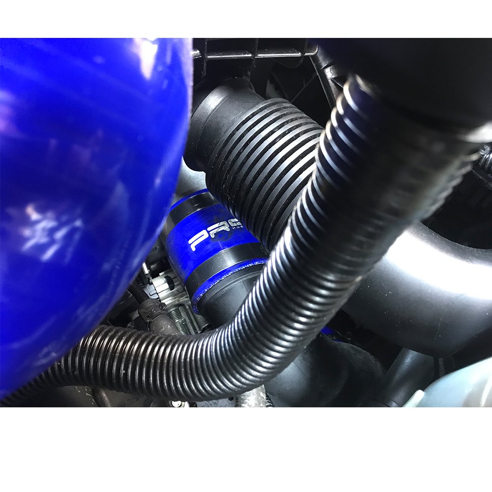 AIRTEC Motorsport Pro Hoses four-piece silicone boost hose kit for Ford Transit Custom Euro 6, showing shiny silicone hoses and fittings.