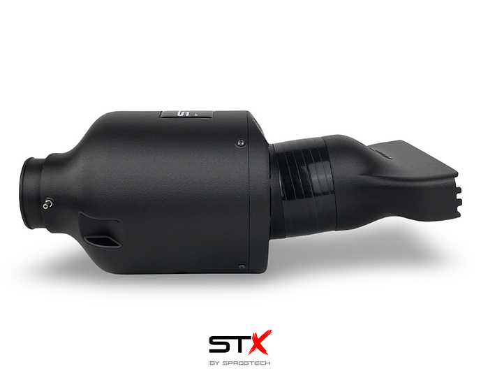 SprogTech STX EA8 Enclosed Motorsport Intake Kit for EA888 Gen 3 and 4 engines, showing the sleek black intake components.
