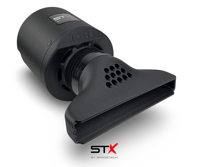 SprogTech STX EA8 enclosed intake kit for EA888 Gen 3 & 4 engines, featuring sleek body and styling elements.