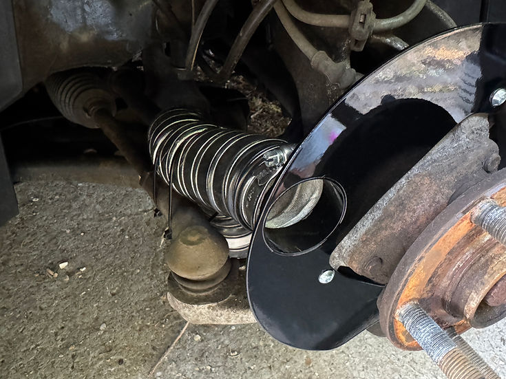 Sprogley Motorsport brake cooling kit for MQB and MQB EVO lower control arm, featuring cooling ducts and hardware for enhanced brake performance.