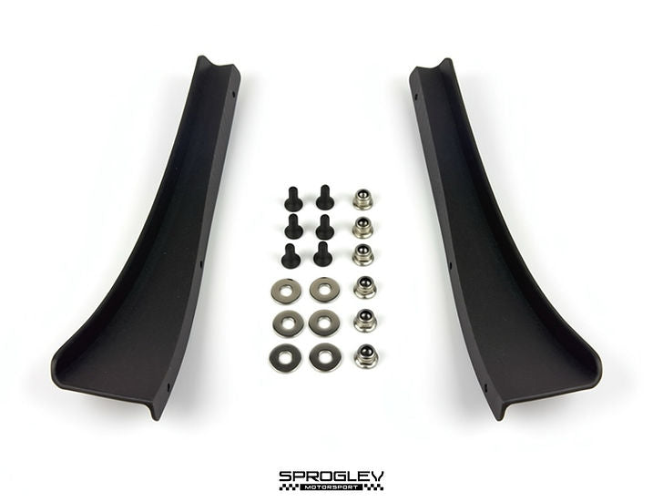 Sprogley Motorsport front bumper canards for F87 BMW M2, aerodynamic body styling components on a car front.