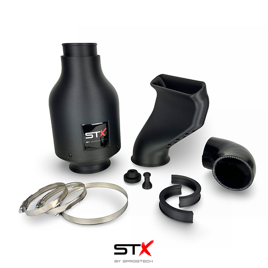 SprogTech STX K4M enclosed intake kit for Twingo RS by Sprogley Motorsport, showcasing the aerodynamic body and intake components.