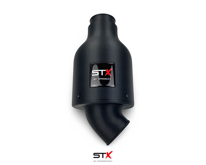 SprogTech STX TU5 enclosed intake kit for Peugeot 106 and Citroen Saxo, shown installed on a car's engine bay.