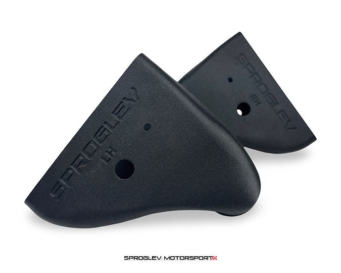 Sprogley Motorsport brake cooling kit for MQB and MQB EVO lower control arm, featuring cooling ducts and hardware for enhanced brake performance.
