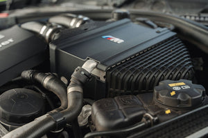 Sprogley Motorsport S55 Charge Cooler Cover for body and styling, showcasing sleek design on a vehicle engine bay.