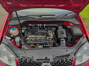 SprogTech STX EA3 Enclosed Intake Kit for 2.0 TFSI engine, black body components, and air intake system, by Sprogley Motorsport