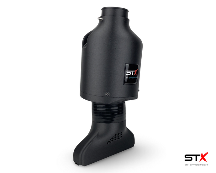 SprogTech STX EA8 Enclosed Motorsport Intake Kit for EA888 Gen 3 & 4 engines, shown installed on a vehicle.