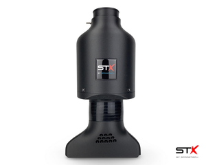 SprogTech STX EA8 enclosed motorsport intake kit for EA888 Gen 3 & 4 engines, shown with black air filter and intake tubing.