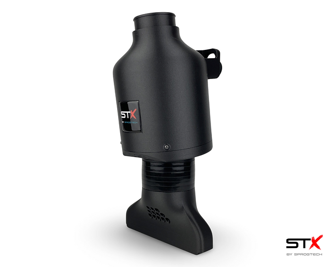 SprogTech STX EA8 Enclosed Motorsport Intake Kit for EA888 Gen 3 & 4 engines, shown installed on a vehicle.