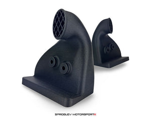Sprogley Motorsport brake cooling kit with lower control arms for MQB and MQB EVO vehicles, featuring cooling ducts and hardware.