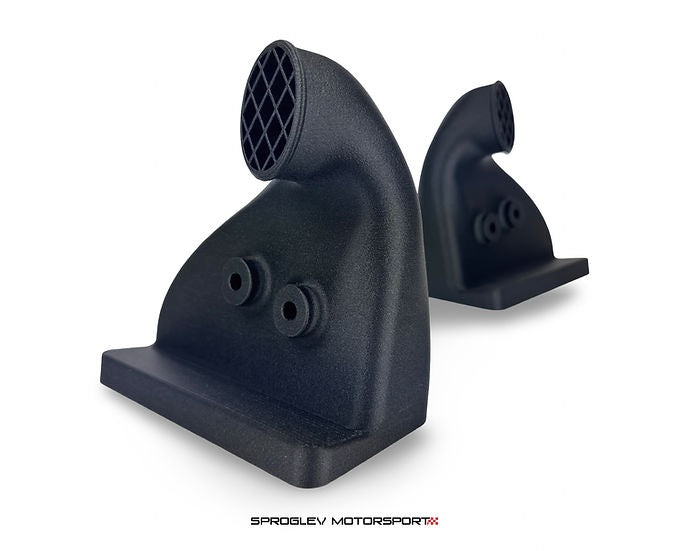 Sprogley Motorsport brake cooling kit with lower control arms for MQB and MQB EVO vehicles, featuring cooling ducts and hardware.