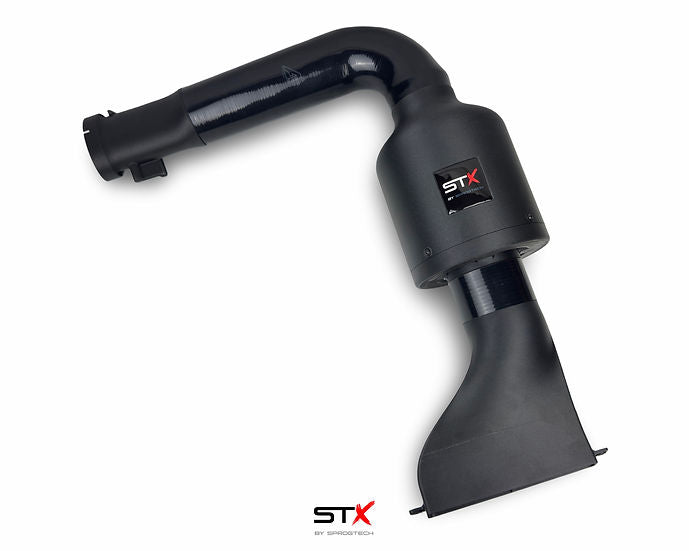 SprogTech STX EA3 enclosed intake kit for 2.0 TFSI engine, installed in a vehicle, showcasing the body and styling enhancement.
