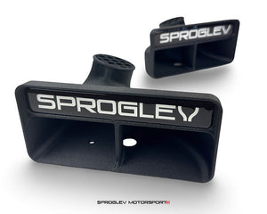 Sprogley Motorsport brake cooling kit with lower control arms for MQB and MQB EVO vehicles, featuring cooling ducts and mounting hardware.